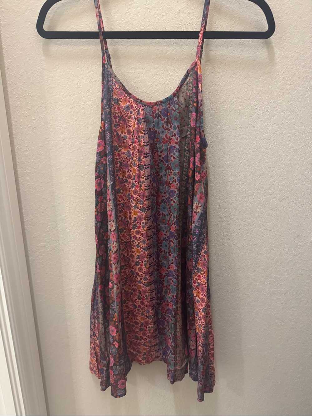 NWT Natural Life Purple & Pink Floral Stripe boho mini dress - Picture 4 of 8